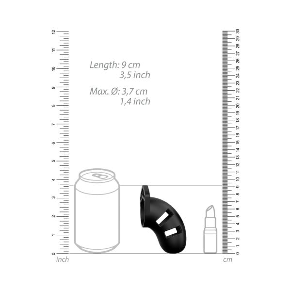 Shots ManCage Model 20 Adjustable 3.5 in. Silicone Chastity Cock Cage Black - Image 5