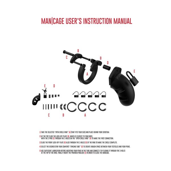 Shots ManCage Model 20 Adjustable 3.5 in. Silicone Chastity Cock Cage Black - Image 6