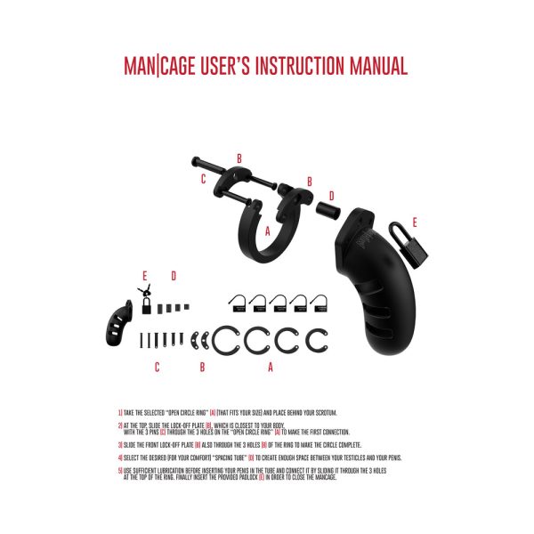 Shots ManCage Model 21 Adjustable 4.5 in. Silicone Chastity Cock Cage Black - Image 6