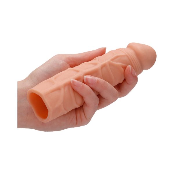 RealRock Realistic Veiny 7 in. Penis Sleeve Extender Beige - Image 9