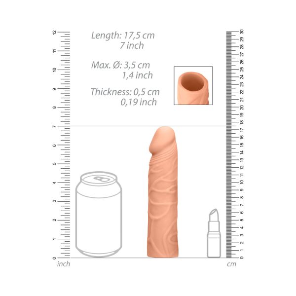 RealRock Realistic Veiny 7 in. Penis Sleeve Extender Beige - Image 10