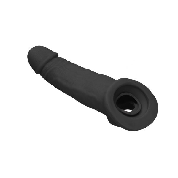 RealRock Realistic 9 in. Penis Sleeve Extender Sling Black - Image 5