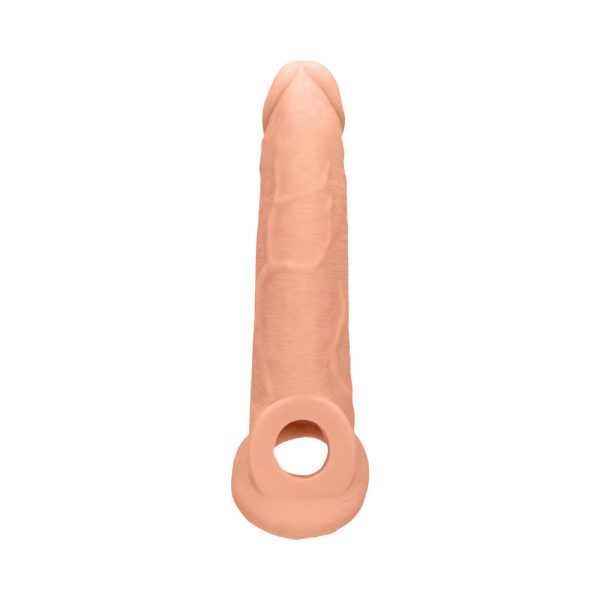 RealRock Realistic 9 in. Penis Sleeve Extender Sling Beige - Image 4