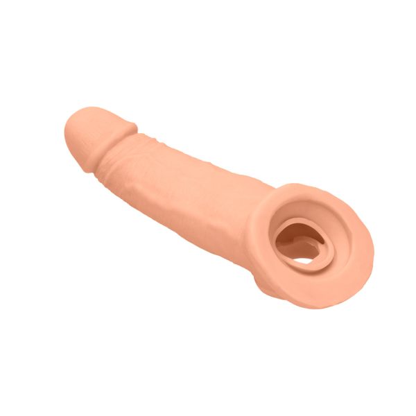 RealRock Realistic 9 in. Penis Sleeve Extender Sling Beige - Image 5