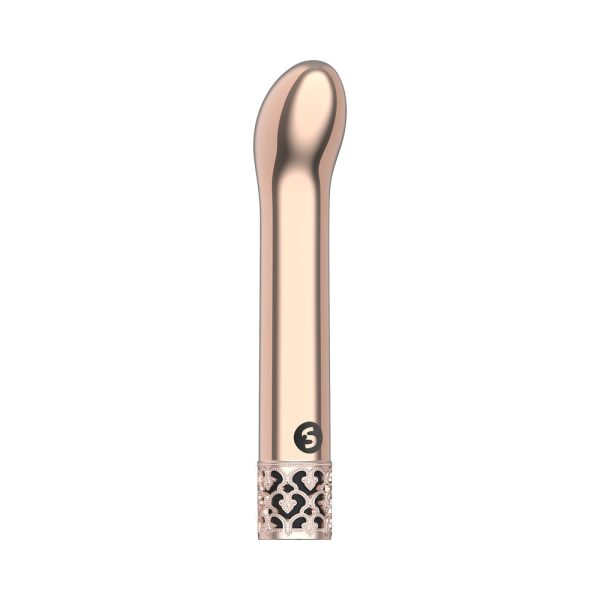 Royal Gems Jewel Rechargeable Curved ABS Bullet Vibrator Rose Gold - Image 3