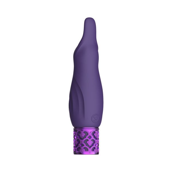 Royal Gems Sparkle Rechargeable Flicking Silicone Bullet Vibrator Purple - Image 4