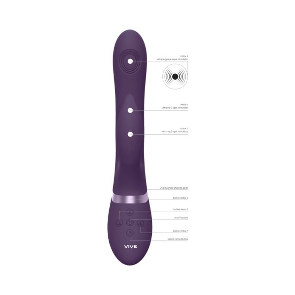 VIVE AIMI Rechargeable Swinging Pulse-Wave Silicone Rabbit Vibrator Purple - Image 7