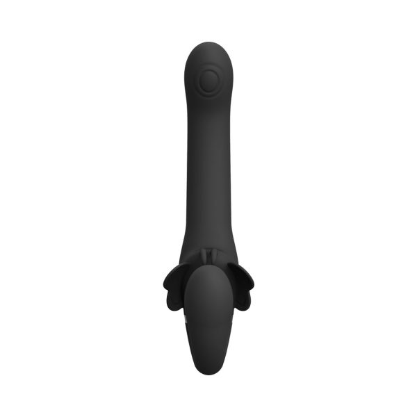 VIVE SATU Rechargeable Triple Motor Pulse-Wave Vibrating Silicone Strapless Strap-On Black - Image 4
