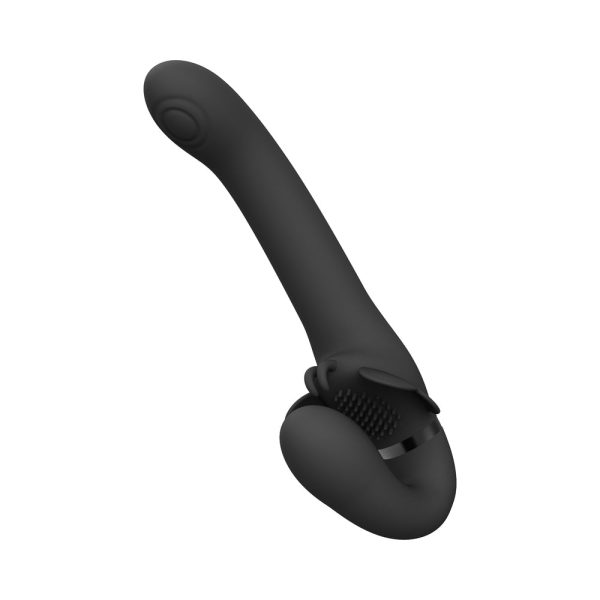 VIVE SATU Rechargeable Triple Motor Pulse-Wave Vibrating Silicone Strapless Strap-On Black - Image 5
