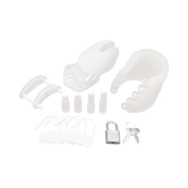 Blue Line Silicone Chastity Cock Cage White - Image 4