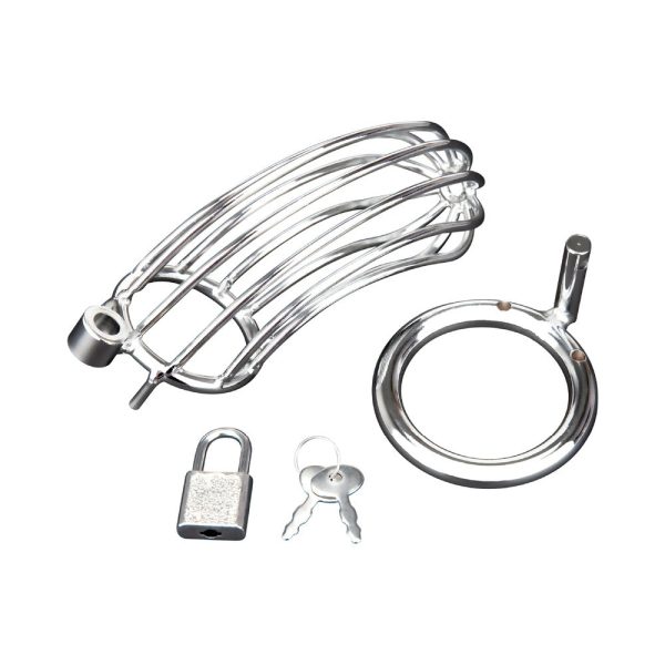 Blue Line Prisoner Cock Cage Silver - Image 2