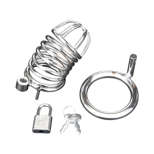 Blue Line Deluxe Chastity Cage Silver - Image 2