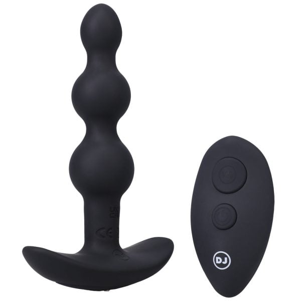 A-Play BEADED VIBE Rechargeable Silicone Anal Plug with Remote Black - Image 2