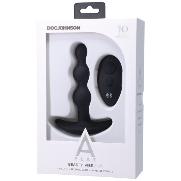 A-Play BEADED VIBE Rechargeable Silicone Anal Plug with Remote Black - Image 4