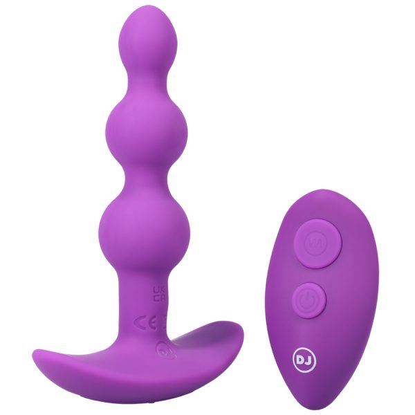 A-Play BEADED VIBE Rechargeable Silicone Anal Plug with Remote Purple - Image 2