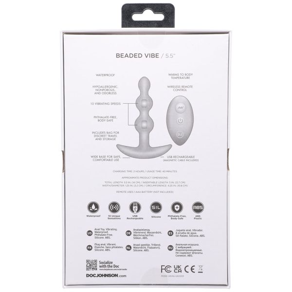 A-Play BEADED VIBE Rechargeable Silicone Anal Plug with Remote Purple - Image 3