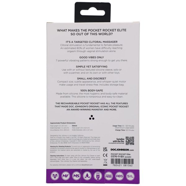 Pocket Rocket Elite Rechargeable Bullet With Removable Sleeve Purple - Image 6