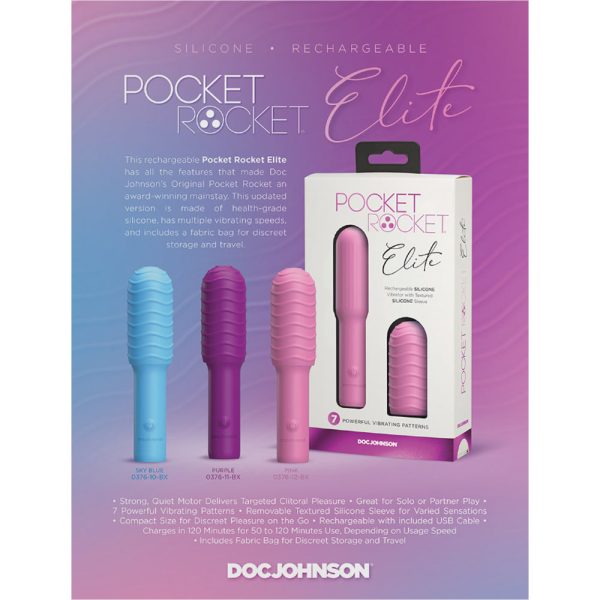 Pocket Rocket Elite Rechargeable Bullet With Removable Sleeve Pink - Image 8