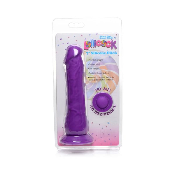 Curve Toys Lollicock 7 in. Silicone Dildo with Suction Cup Grape - Image 2