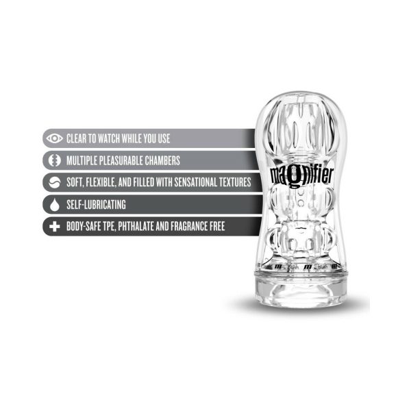 M for Men Soft + Wet Magnifier Self-Lubricating See-Through Stroker Clear - Image 5