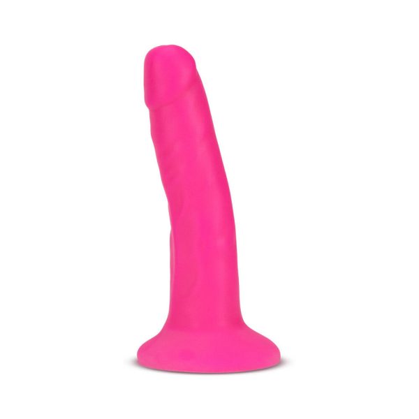 Neo Elite 6 in. Silicone Dual Density Dildo Neon Pink - Image 2