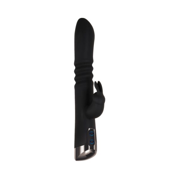 Evolved Rapid Rabbit Rechargeable Thrusting Silicone Vibrator Black - Image 3