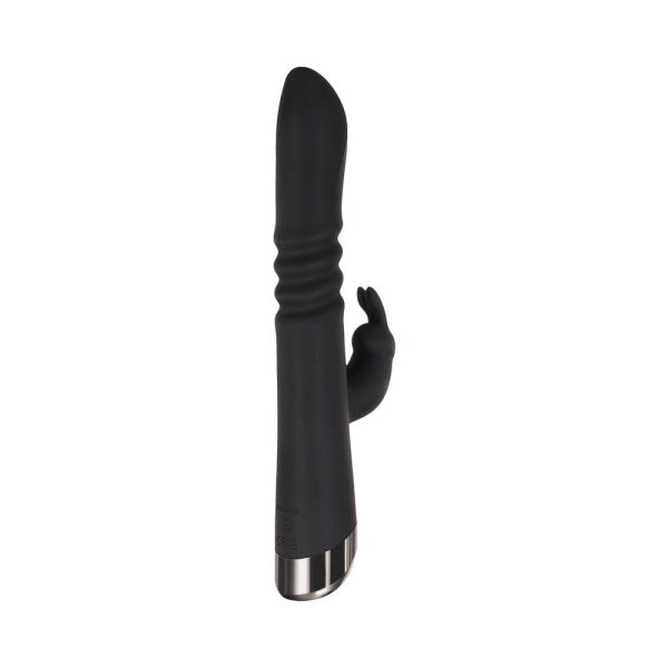 Evolved Rapid Rabbit Rechargeable Thrusting Silicone Vibrator Black - Image 4