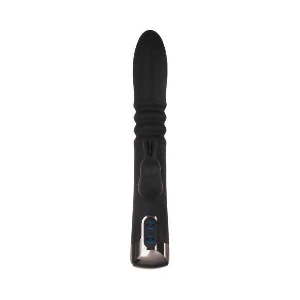 Evolved Rapid Rabbit Rechargeable Thrusting Silicone Vibrator Black - Image 6