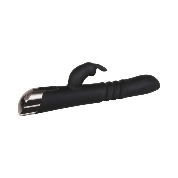 Evolved Rapid Rabbit Rechargeable Thrusting Silicone Vibrator Black - Image 7