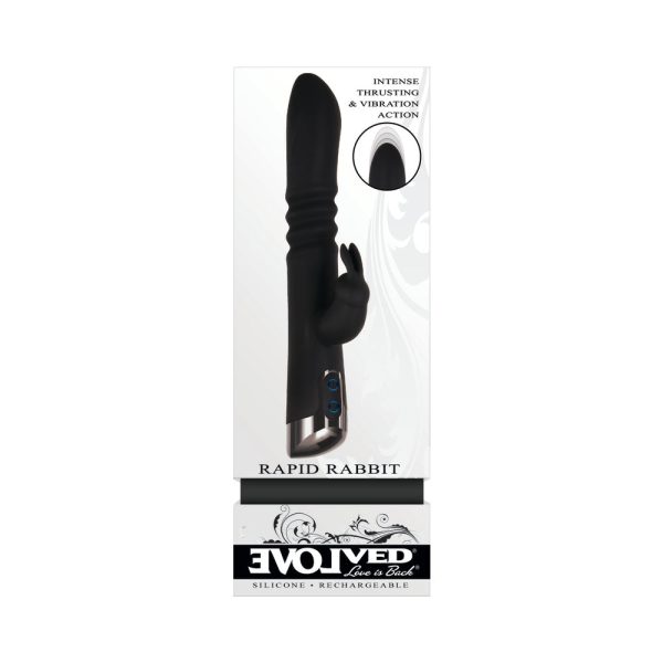 Evolved Rapid Rabbit Rechargeable Thrusting Silicone Vibrator Black - Image 8