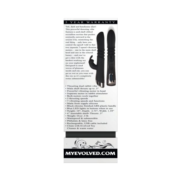 Evolved Rapid Rabbit Rechargeable Thrusting Silicone Vibrator Black - Image 9