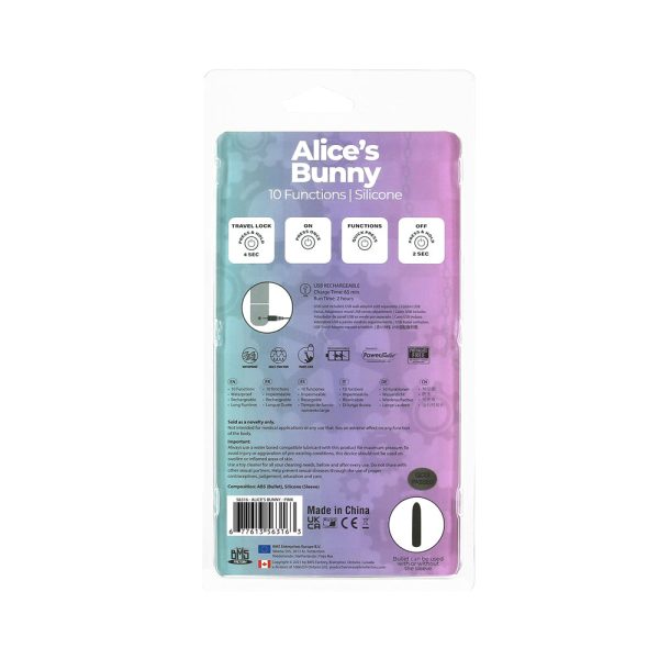 Powerbullet Alice''s Bunny Rechargeable Bullet Vibrator with Silicone Rabbit Sleeve Pink - Image 7