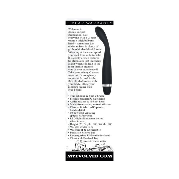 Evolved Skinny G Rechargeable Silicone Sli mline G-Spot Vibrator Black - Image 10