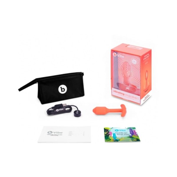 b-Vibe Vibrating Snug Plug 1 Rechargeable Weighted Silicone Anal Plug Orange - Image 3