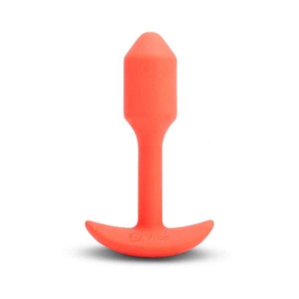 b-Vibe Vibrating Snug Plug 1 Rechargeable Weighted Silicone Anal Plug Orange - Image 4