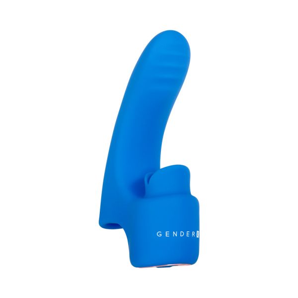 Gender X Flick It Rechargeable Flicking Dual Stimulation Silicone Finger Vibrator Blue - Image 3