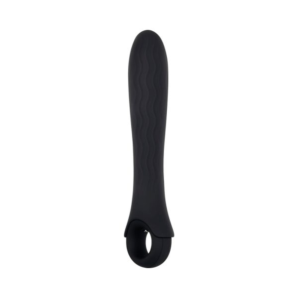 Gender X Powerhouse Rechargeable Textured Silicone Vibrator With Ring Handle Black - Image 2