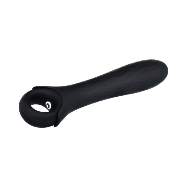 Gender X Powerhouse Rechargeable Textured Silicone Vibrator With Ring Handle Black - Image 5