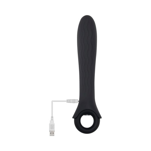 Gender X Powerhouse Rechargeable Textured Silicone Vibrator With Ring Handle Black - Image 7