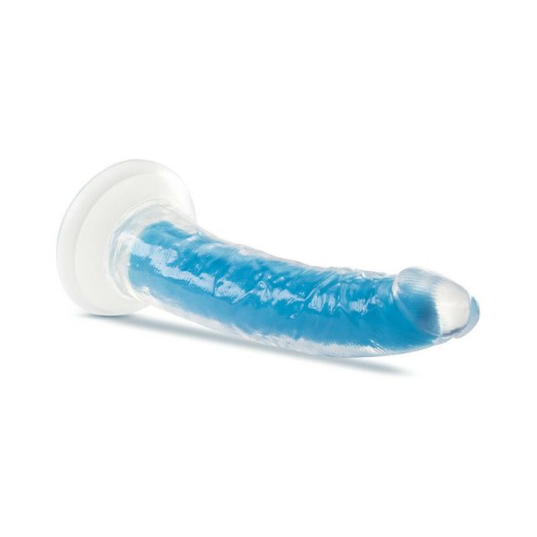Neo Elite Glow in the Dark Prysm 7 in. Silicone Dual Density Dildo Neon Blue - Image 3