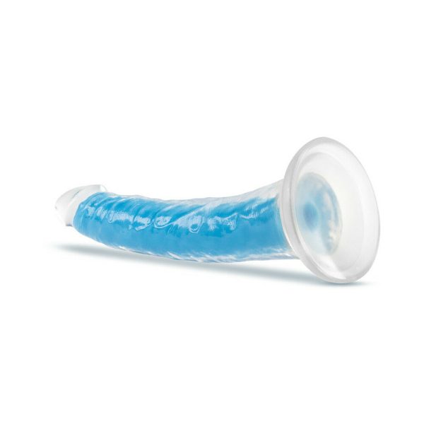 Neo Elite Glow in the Dark Prysm 7 in. Silicone Dual Density Dildo Neon Blue - Image 4