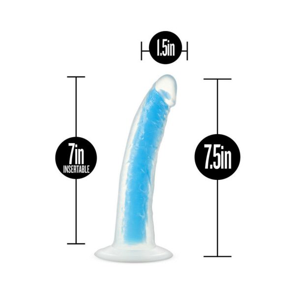 Neo Elite Glow in the Dark Prysm 7 in. Silicone Dual Density Dildo Neon Blue - Image 5