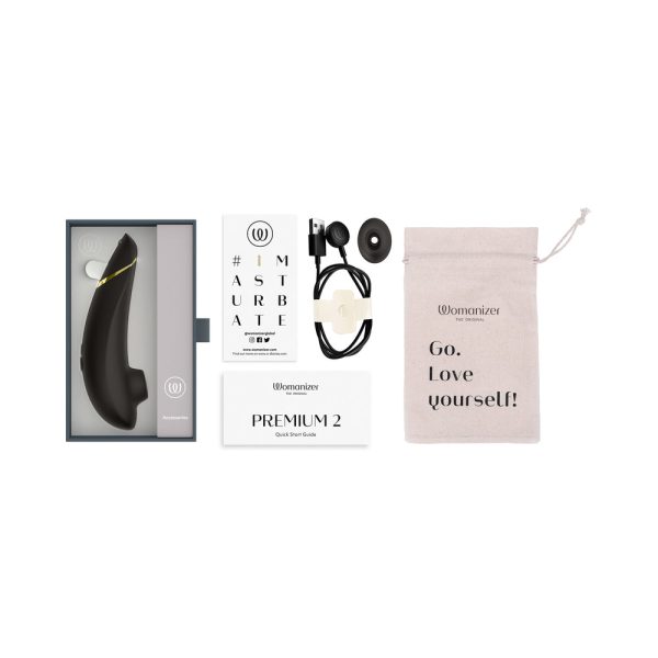 Womanizer Premium 2 Rechargeable Silicone Luxurious Pleasure Air Clitoral Stimulator Black - Image 10