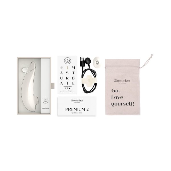 Womanizer Premium 2 Rechargeable Silicone Luxurious Pleasure Air Clitoral Stimulator Warm Gray - Image 10