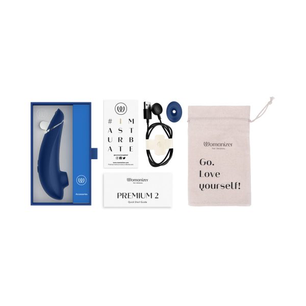 Womanizer Premium 2 Rechargeable Silicone Luxurious Pleasure Air Clitoral Stimulator Blueberry - Image 10