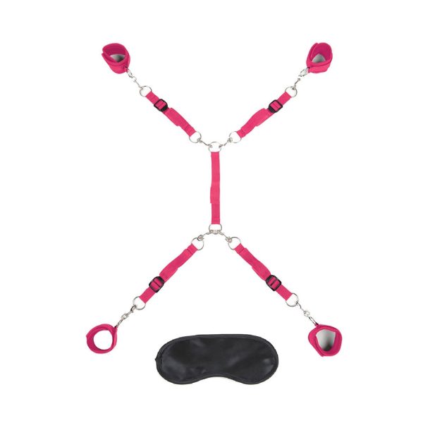 Lux Fetish 7-Piece Bed Spreader Playful Restraint System Hot Pink - Image 3