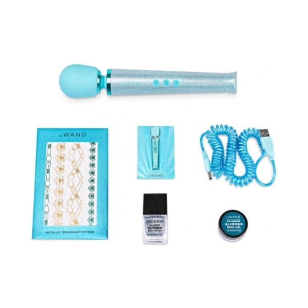 Le Wand All That Glimmers Petite Rechargeable Vibrating Massager Special Edition Set Light Blue - Image 8