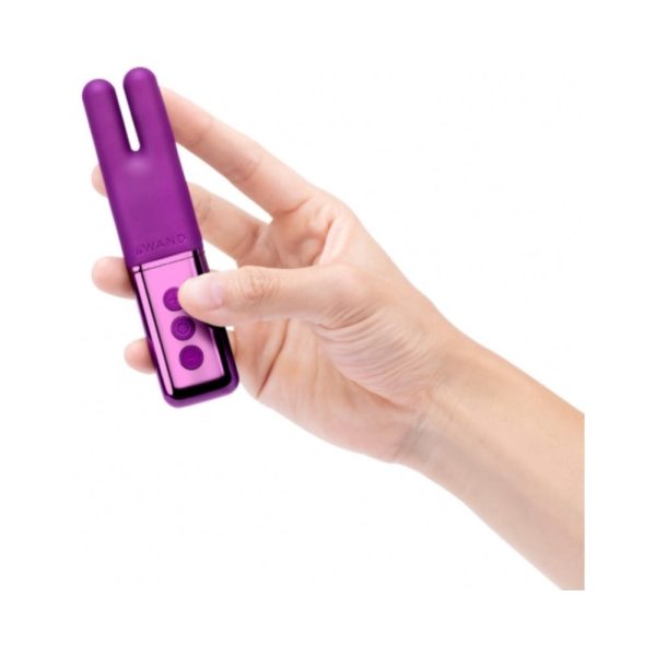 Le Wand Chrome Deux Rechargeable Silicone Mini Vibrator Dark Cherry - Image 2
