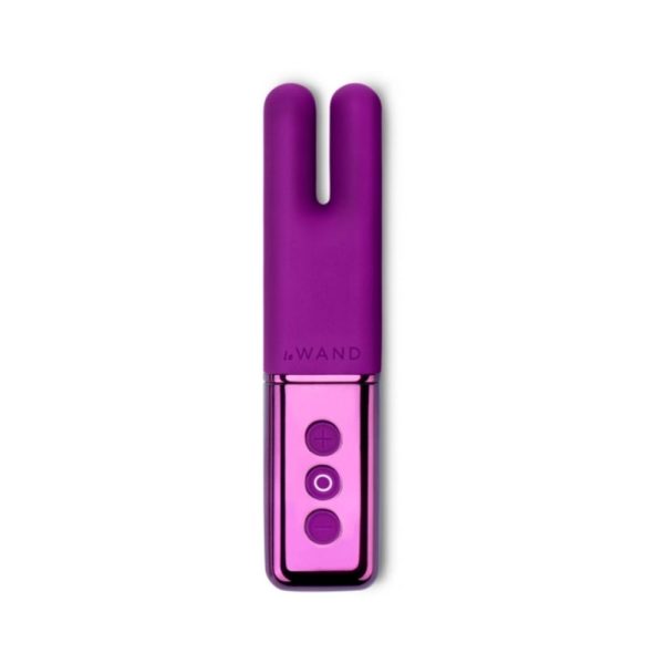 Le Wand Chrome Deux Rechargeable Silicone Mini Vibrator Dark Cherry - Image 3
