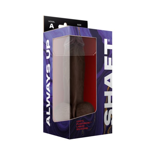 Shaft Model A: 8.5 in. Dual Density Silicone Dildo with Balls Mahogany - Image 4